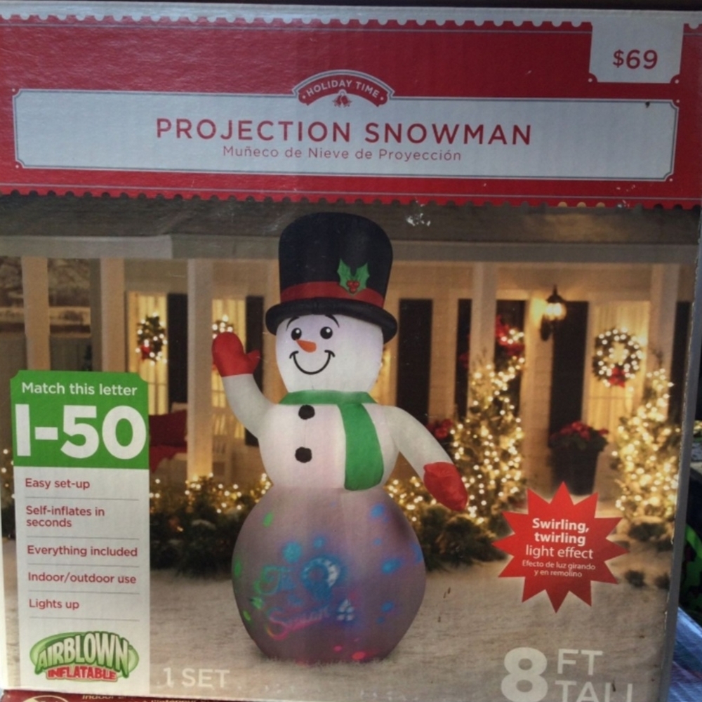 Holiday Time Projection Snowman with Colorful Lights